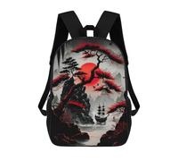 sinyumoney Red Moon Japan 3D Printed Children's School Backpack for Kids High Capacity Travel Rucksacks Book Bags Kids School Bag Back Pack 17inch