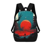 sinyumoney Red Moon Japan Night Children's Backpacks 17inch School Backpack 3D Printed Bag Bookbag for Kids Travel Rucksacks Boy Girl Book Bags Kids School Bag