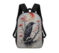 sinyumoney Red Moon Japan Raven Backpack 3D Printed School Bag For Boys High Capacity Travel Backpacks Book Bags Boys School Bag Mochila 17inch