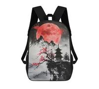 sinyumoney Red Moon Japan Rucksack Lightweight Casual Daypack School Backpacks- Perfect for Travel, Work And Daily Use 17inch