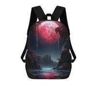 sinyumoney Red Moon Landscape Fantasy School Bags Large Lightweight Casual Backpack- Perfect for Travel, Work And Daily Use 17inch