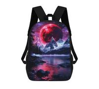 sinyumoney Red Moon Over Mountains School Backpack Water Resistant Computer Rucksack for Campus Outdoor Travel Sports 17inch
