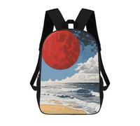sinyumoney Red Moon Over Ocean Backpack School Business Laptop Rucksack Bag Unisex Casual Daypack for Teenage Girls Boys Women Men 17inch