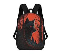 sinyumoney Red Moon Wolf Art Print Children's School Backpack 3D Printed for Kids Travel Rucksacks Book Bags Kids School Bag 17inch