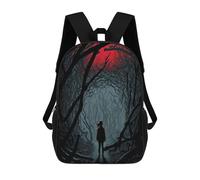 sinyumoney Red Moonlit Forest Path Backpacks, Kids Backpack Student School Bag 3D Printed Travel Backpacks Fashion Accessory Backpack Children Waterproof School Bags 17inch
