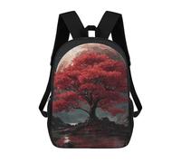 sinyumoney Red Moonlit Tree Reflections 3D Printed 17inch Kids School Bag Rucksacks Children's School Fashion Casual Back Pack High Capacity Travel Book Bags