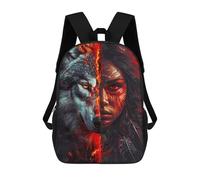 sinyumoney Red Native American Wolf Backpack School Lightweight Airport College Students Back Pack for Campus Outdoor Travel Sports 17inch