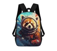 sinyumoney Red Panda Astronaut Space Suit Children's School Backpack Fashion Casual 17inch 3D Printed School Bags Boy School Backpack Large Backpack