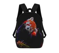 sinyumoney Red Panda Fractal Backpacks Kids School Backpack Fashion School Bag 3D Printed School Bag for Boys Elementary And Middle School Students 17inch