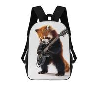 sinyumoney Red Panda Guitar Backpack School Bag Rucksack for Girls Boys Backpacks Large Capacity Kids Back Pack Lightweight School Bags for Children Students 17inch