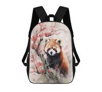sinyumoney Red Panda with Cherry Blossoms Kids Backpack,School Backpack Kids School Bag 3D Printed Cartoon Large Capacity Backpack for Kids Boys And Girls 17inch