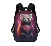sinyumoney Red Panda with Heart-Shaped Flowers Backpack School Computer Rucksack for School/Work/Travel- Perfect for Travel, Work And Daily Use 17inch