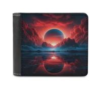 sinyumoney Red Planet Reflections 3D Print Wallet Bills Credit Cards Leather RFID Banknote Compartments Fashion Slim Wallets Youth Guys 11.7cm*9.5cm