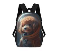 sinyumoney Red Poodle Astronaut Rucksack Secondary Causal Travel High School Bags for Boys/Girls/Teenagers 17inch