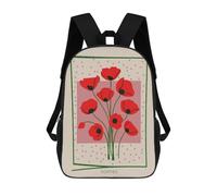 sinyumoney Red Poppy Bouquet Mid Century Children's 17 Inch School Backpack 3D Printed Cool Knapsack for Kids Travel Rucksacks Book Bags Kids School Bag
