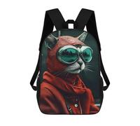 sinyumoney Red Riding Hood Cat Rucksacks 3D Printed Children 17inch Backpacks Fashion Casual Daypack Travel Bags Outdoor Casual Daypack for Boy And Girl