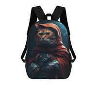 sinyumoney Red Riding Hood Tabby Cat Backpack School Bag Large Water Resistant Laptop Backpack for School/Work/Travel 17inch