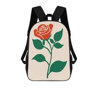 sinyumoney Red Rose Illustration Backpack School Lightweight Casual Daypack School Backpacks for School/Work/Travel 17inch