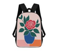 sinyumoney Red Rose in Blue Vase Backpack School Large Water Resistant Laptop Backpack for School/Work/Travel 17inch