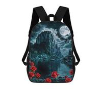 sinyumoney Red Rose in Cliff Night School Bags High Secondary School Bags Casual Backpack for Camping Outdoor Adventures And Daily Travel 17inch
