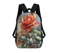 sinyumoney Red Rose Painting Backpack School Bag Water Resistant Travel Backpack Computer Bag for Girls Boys Teenage 17inch