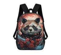 sinyumoney Red Rose Panda Portrait Kids School Backpack 3D Printed Backpacks Fashion School Bag Rucksacks for Boys Elementary And Middle School Students 17inch