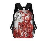 sinyumoney Red Skeletons School Bag Bookbag 3D Printed Children's Backpacks for Kids Boy Girl Book Bags Kids School Bag Travel Rucksacks 17inch