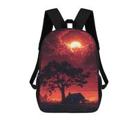 sinyumoney Red Sky Cabin Sunset 3D Printed 17inch Kids School Backpack School Bag Fashion Rucksacks for Boys Elementary And Middle School Students