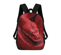 sinyumoney Red Snake Close-Up School Backpack for Girls Backpack Water Repellent Casual Daypack Lightweight Rucksack Boy Girl School Backpack 17inch