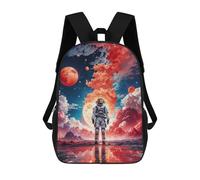 sinyumoney Red Space Astronaut Moon Backpack School Bag Large School Backpack for Boys for Teenage Girls Boys Women Men 17inch