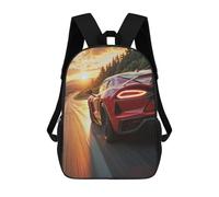 sinyumoney Red Sports Car Sunset Drive Backpack School Bag Water Resistant Travel Backpack Computer Bag for Girls Boys Teenage 17inch