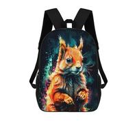sinyumoney Red Squirrel Watercolor Art Children's School Backpack Fashion Casual Children's Backpacks 3D Printed School Bags Boy Large Backpack 17inch