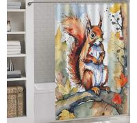 sinyumoney Red Squirrel Watercolor Painting Thicken Durable Polyester Modern Fabric Bathroom Decor Set for Bathtub Shower Stall 56.30x70.87Inch（143x180cm）