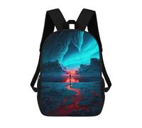 sinyumoney Red Sun Antarctica Backpacks Kids 17inch School Backpack School Bag 3D Printed School Bag for Boys Elementary And Middle School Students