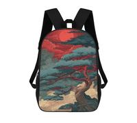 sinyumoney Red Sunset Pine Tree Art Print Rucksacks 3D Printed Children 17inch Backpacks Fashion Casual Daypack Travel Bags Outdoor Casual Daypack for Boy And Girl