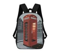 sinyumoney Red Telephone Booth in London Children's School Backpack 3D Printed for Kids Travel Rucksacks Book Bags for Boys Elementary School Students 17inch