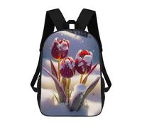 sinyumoney Red Tulips Flowers in Snow Backpacks Children's Backpacks School Bag 3D Printed Children's School Backpack Fashion Travel Backpacks for Kids Elementary Middle School 17inch