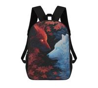 sinyumoney Red Vs. White Wolves A Tale of Contrast Rucksack Water Resistant Travel Backpack Computer Bag for Teenage Girls Boys Women Men 17inch