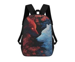 sinyumoney Red Vs. White Wolves A Tale of Contrast Rucksack Water Resistant Travel Backpack Computer Bag for Teenage Girls Boys Women Men 17inch