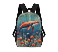 sinyumoney Red Whale Underwater Rucksack Daypacks Business Backpack Water Resistant Bookbag for Men/Women 17inch