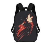 sinyumoney Red Wolf Howling at Night Backpack School Backpack Kids School Bag Large Capacity Kids Backpack for School Rucksack 3D Book Bag Gifts for Kids 17inch