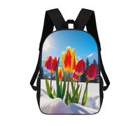 sinyumoney Red Yellow Tulips in Snow Backpack 3D Printed Children's School Backpack Kids Travel Backpacks High Capacity Book Bags Children's Backpack Rucksack 17inch