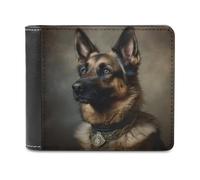 sinyumoney Regal German Shepherd Portrait 3D Print PU Leather Wallet ID RFID Blocking Banknote Compartments Durable Purse Youth Guys 11.7cm*9.5cm