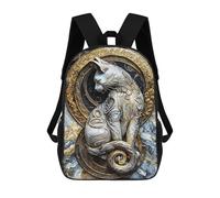 sinyumoney Regal Kintsugi Cat Art Kids Backpack 17 Inch School Bag 3D Printed Cartoon School Backpacks for Boys And Teenager School Students