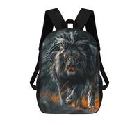 sinyumoney Regal Lion with Unique Mane 3D Printed Children's School Backpack for Kids Travel Rucksacks Book Bags Kids School Bag 17inch