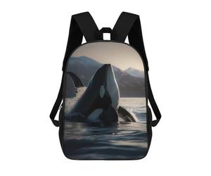sinyumoney Regal Orca Children's Backpacks School Backpack 3D Printed Backpack for Kids Travel Rucksacks Book Bags Kids School Bag 17inch