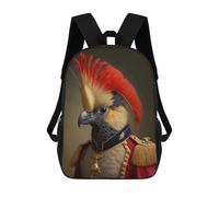 sinyumoney Regal Parrot in Noble Attire Backpacks Kids School Backpack School Bag 3D Printed School Bag for Boys Elementary And Middle School Students 17inch