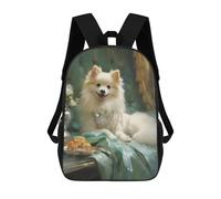 sinyumoney Regal Pomeranian Portrait Backpacks Kids School Backpack School Bag 3D Printed School Bag for Boys Elementary And Middle School Students 17inch