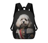 sinyumoney Regal Poodle Portrait Children's Backpack, 3D Printed School Backpack, Backpack for Boys Girls, Adjustable School Bag for Primary School 17inch