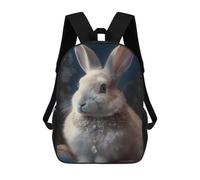 sinyumoney Regal Rabbit Portrait Kids School Backpack School Bag 3D Printed School Bag for Boys Elementary And Middle School Students 17inch